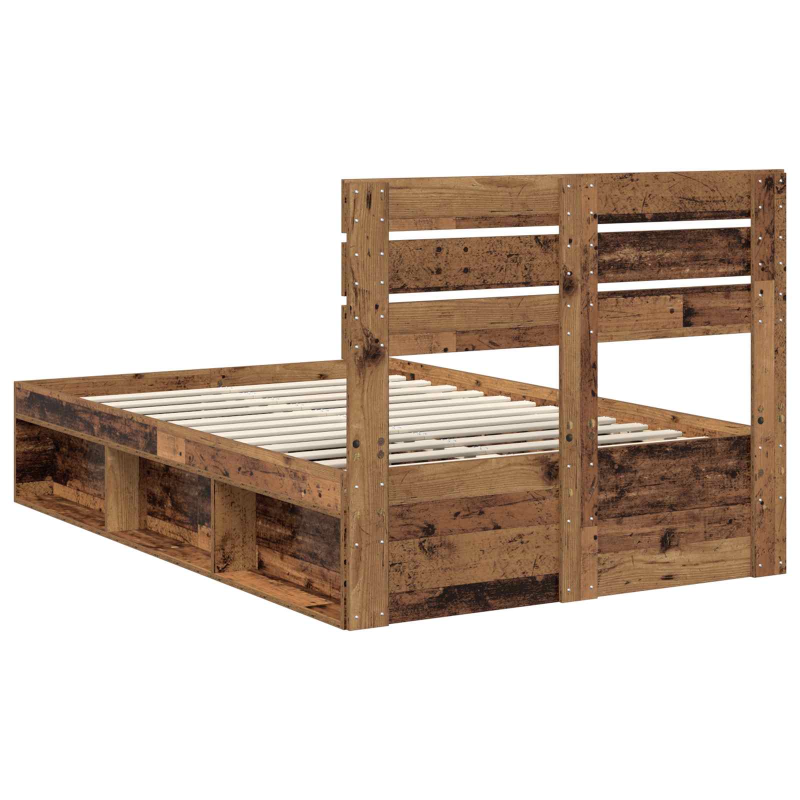 vidaXL Ramka łóżka Stare drewno 120 x 190 cm Lite drewno sosnowe