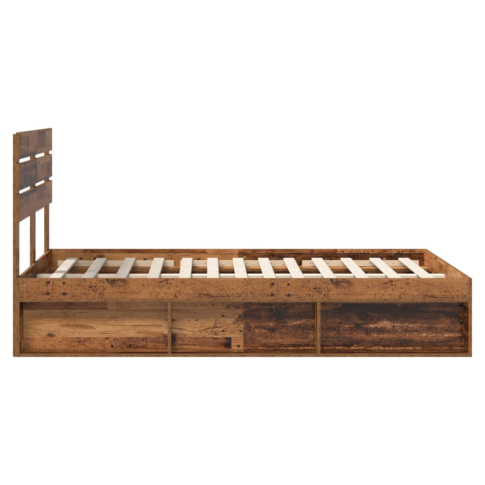 vidaXL Ramka łóżka Stare drewno 120 x 190 cm Lite drewno sosnowe