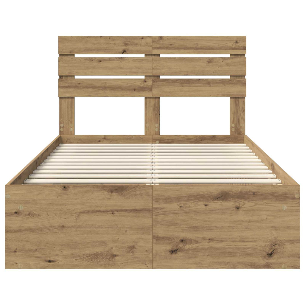 vidaXL Ramka łóżka Dąb rzemieślniczy 120 x 190 cm Lite drewno sosnowe