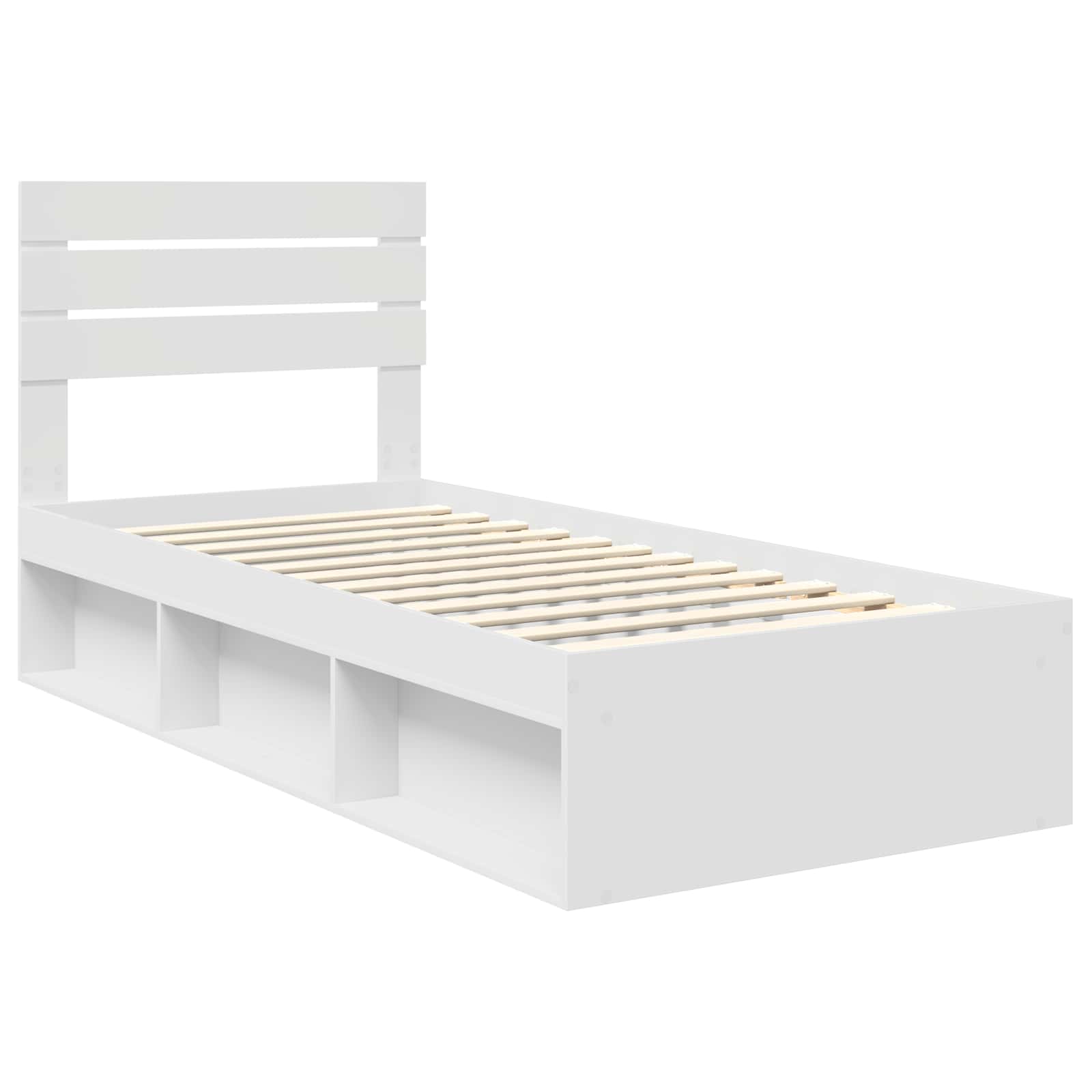 vidaXL Ramka łóżka Z zagłówkiem Biały 100 x 200 cm Lite drewno sosnowe