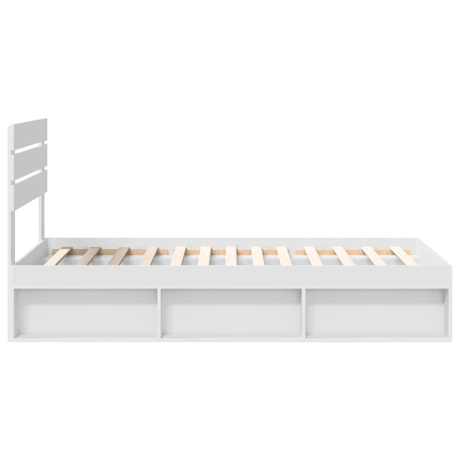 vidaXL Ramka łóżka Z zagłówkiem Biały 100 x 200 cm Lite drewno sosnowe