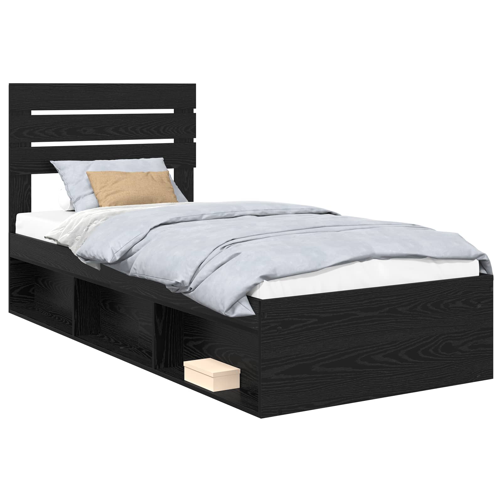 vidaXL Ramka łóżka Czarny 100 x 200 cm Lite drewno sosnowe