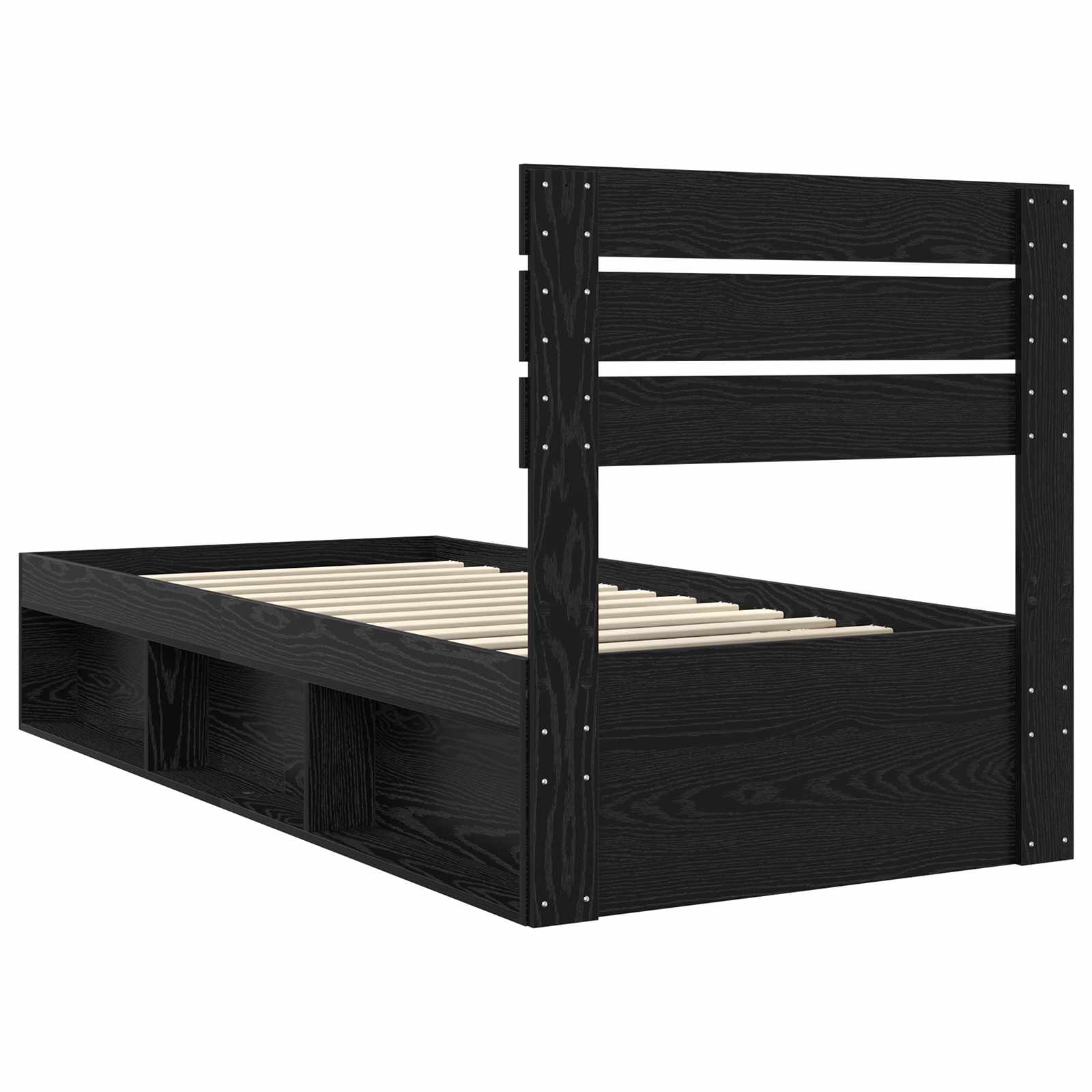 vidaXL Ramka łóżka Czarny 100 x 200 cm Lite drewno sosnowe