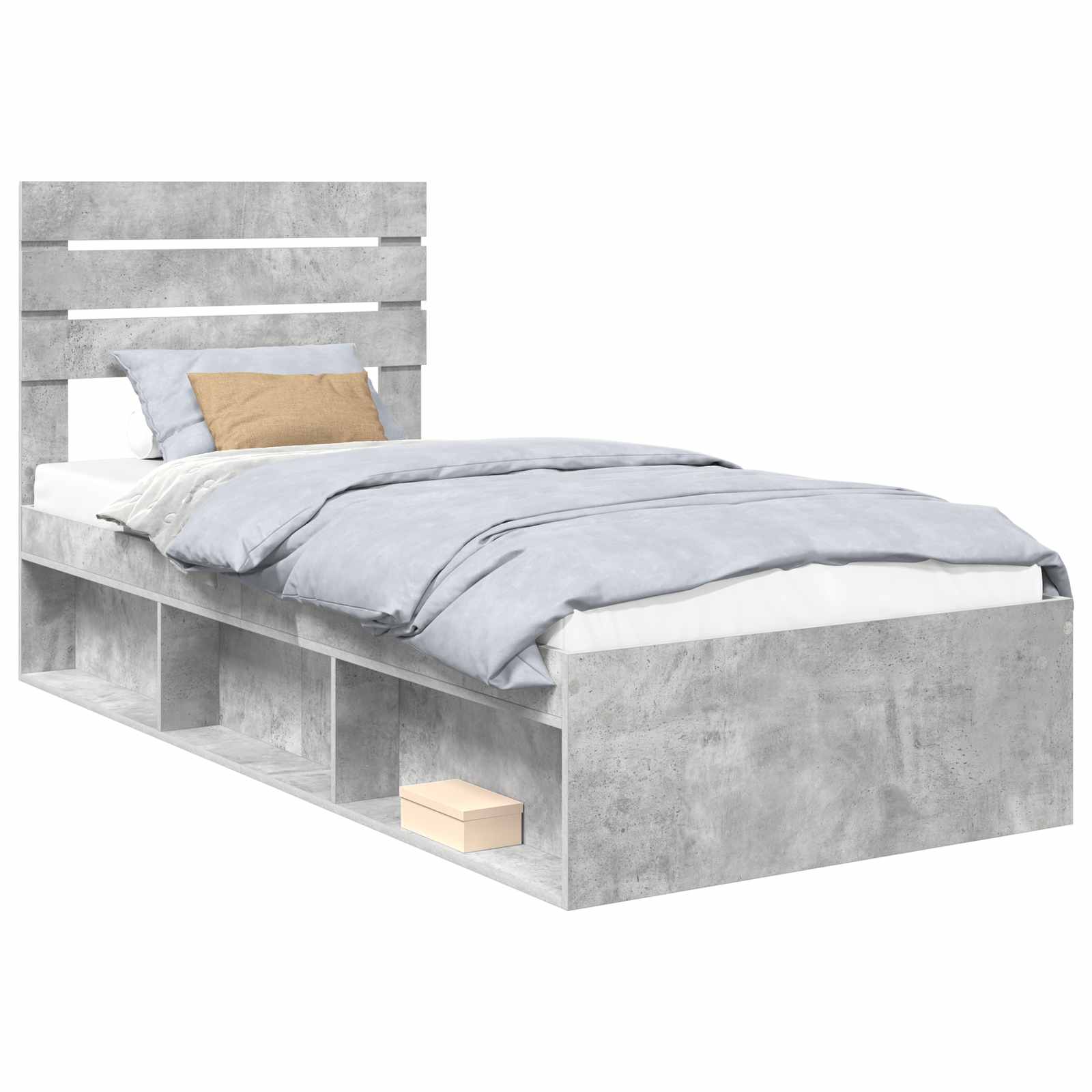 vidaXL Ramka łóżka Szary beton 100 x 200 cm Lite drewno sosnowe