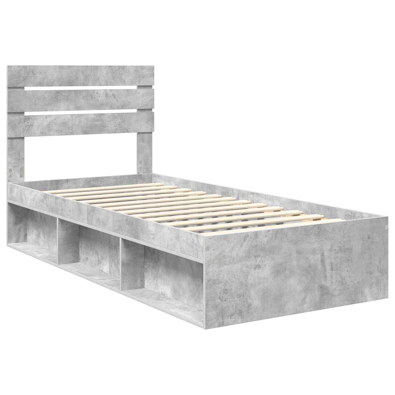 vidaXL Ramka łóżka Szary beton 100 x 200 cm Lite drewno sosnowe