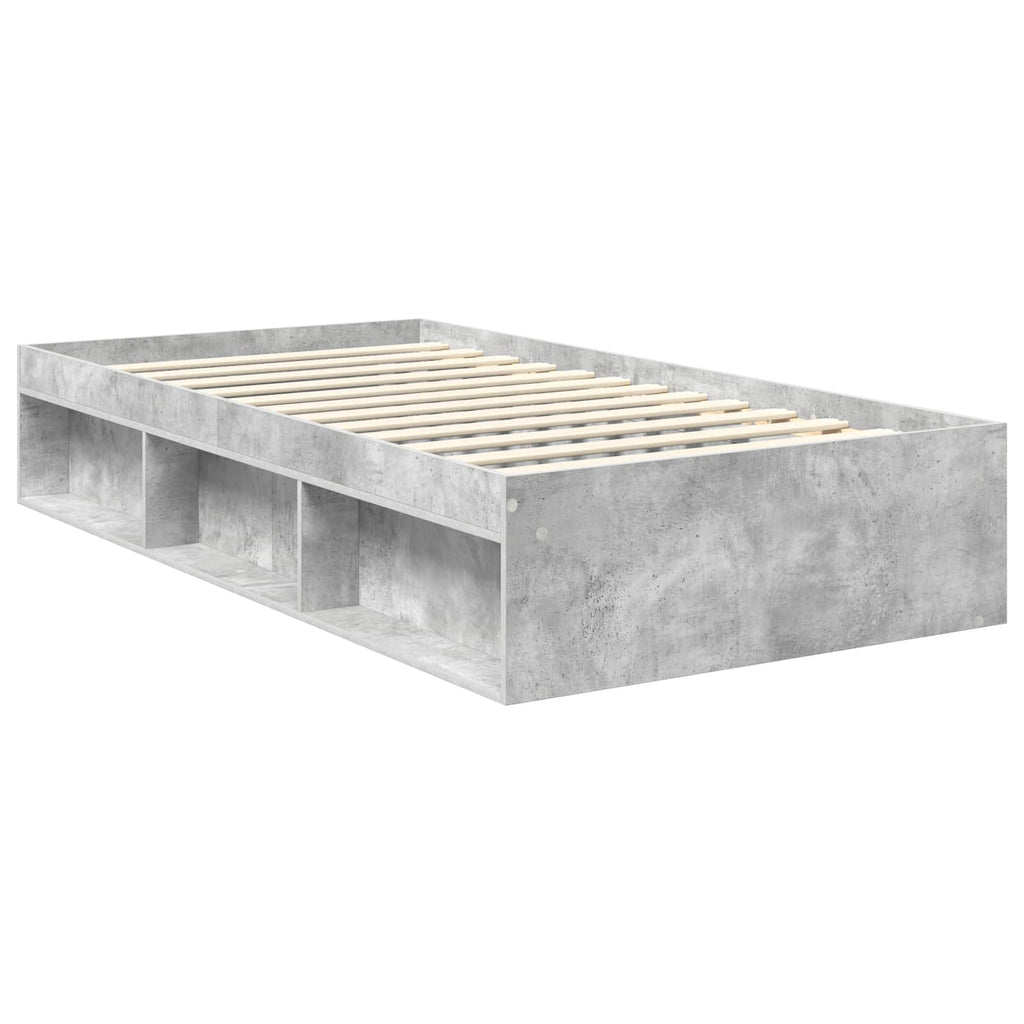 vidaXL Ramka łóżka Szary beton 100 x 200 cm Lite drewno sosnowe