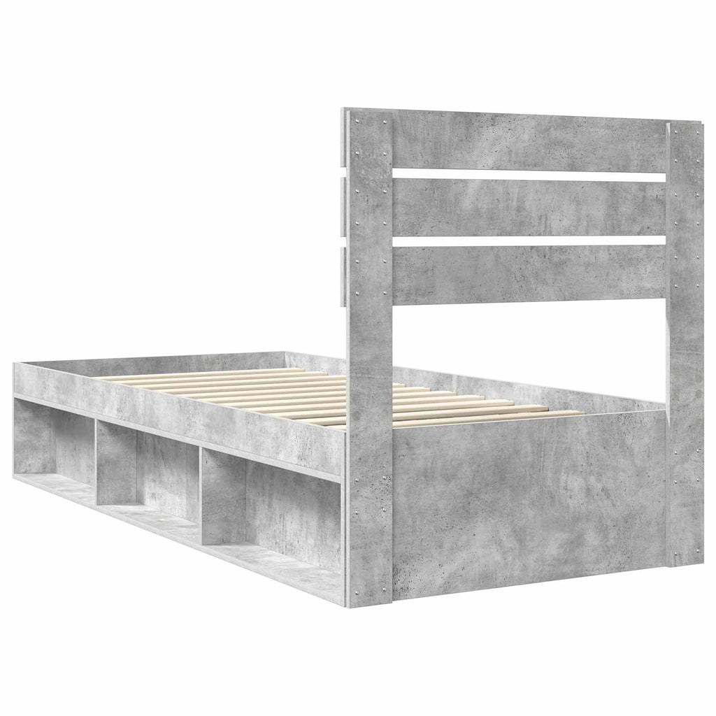 vidaXL Ramka łóżka Szary beton 100 x 200 cm Lite drewno sosnowe
