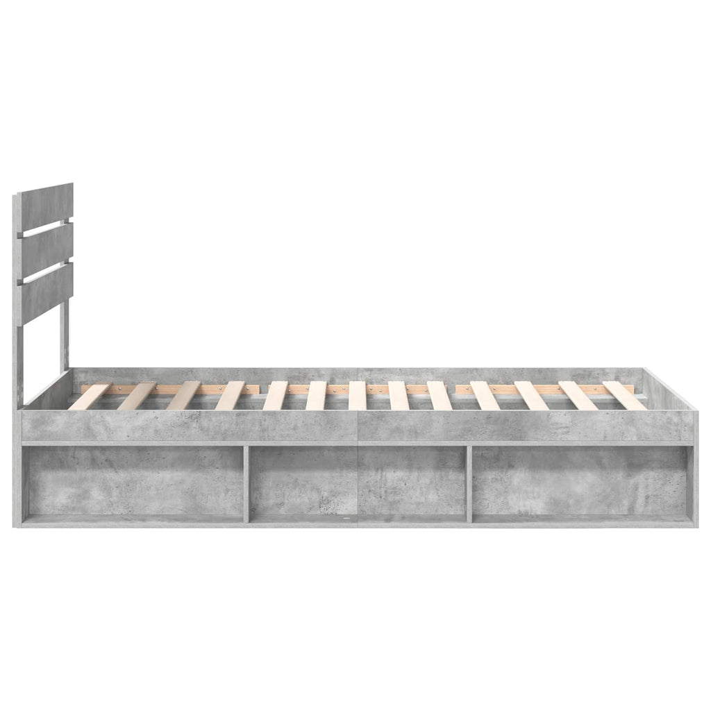vidaXL Ramka łóżka Szary beton 100 x 200 cm Lite drewno sosnowe