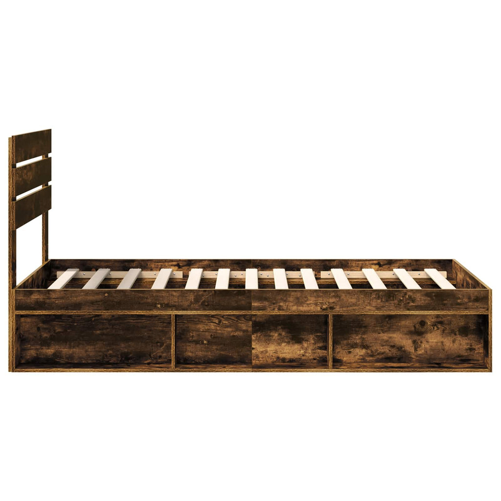vidaXL Ramka łóżka Dąb wędzony 100 x 200 cm Lite drewno sosnowe