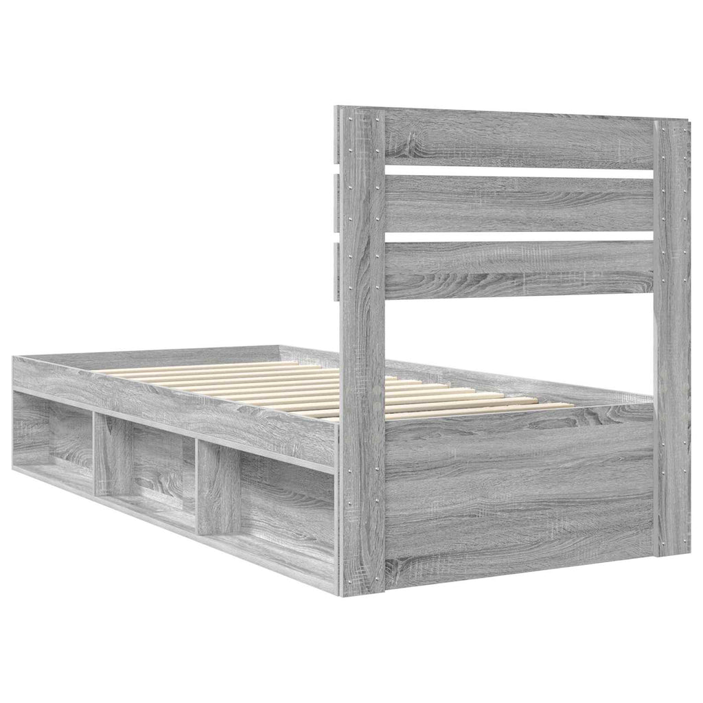 vidaXL Ramka łóżka Szary Sonoma 100 x 200 cm Lite drewno sosnowe