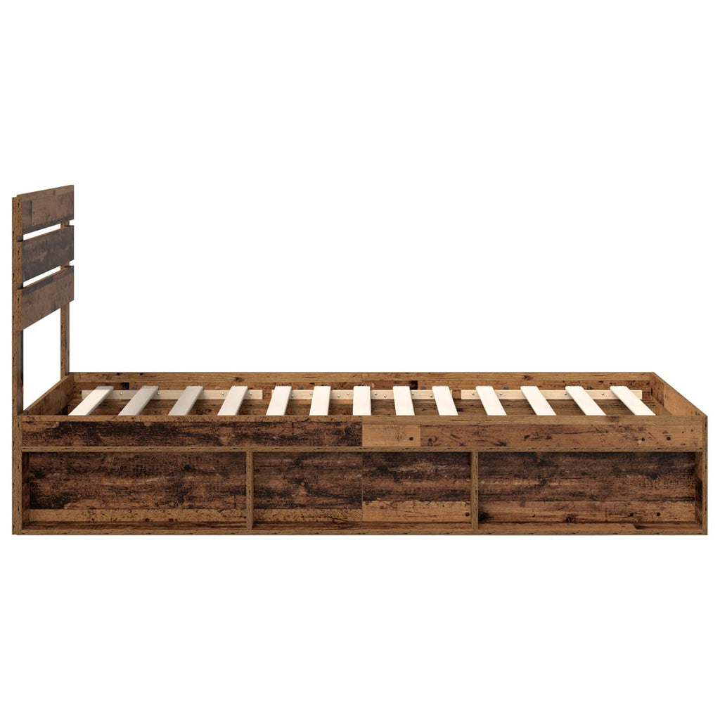vidaXL Ramka łóżka Stare drewno 100 x 200 cm Lite drewno sosnowe