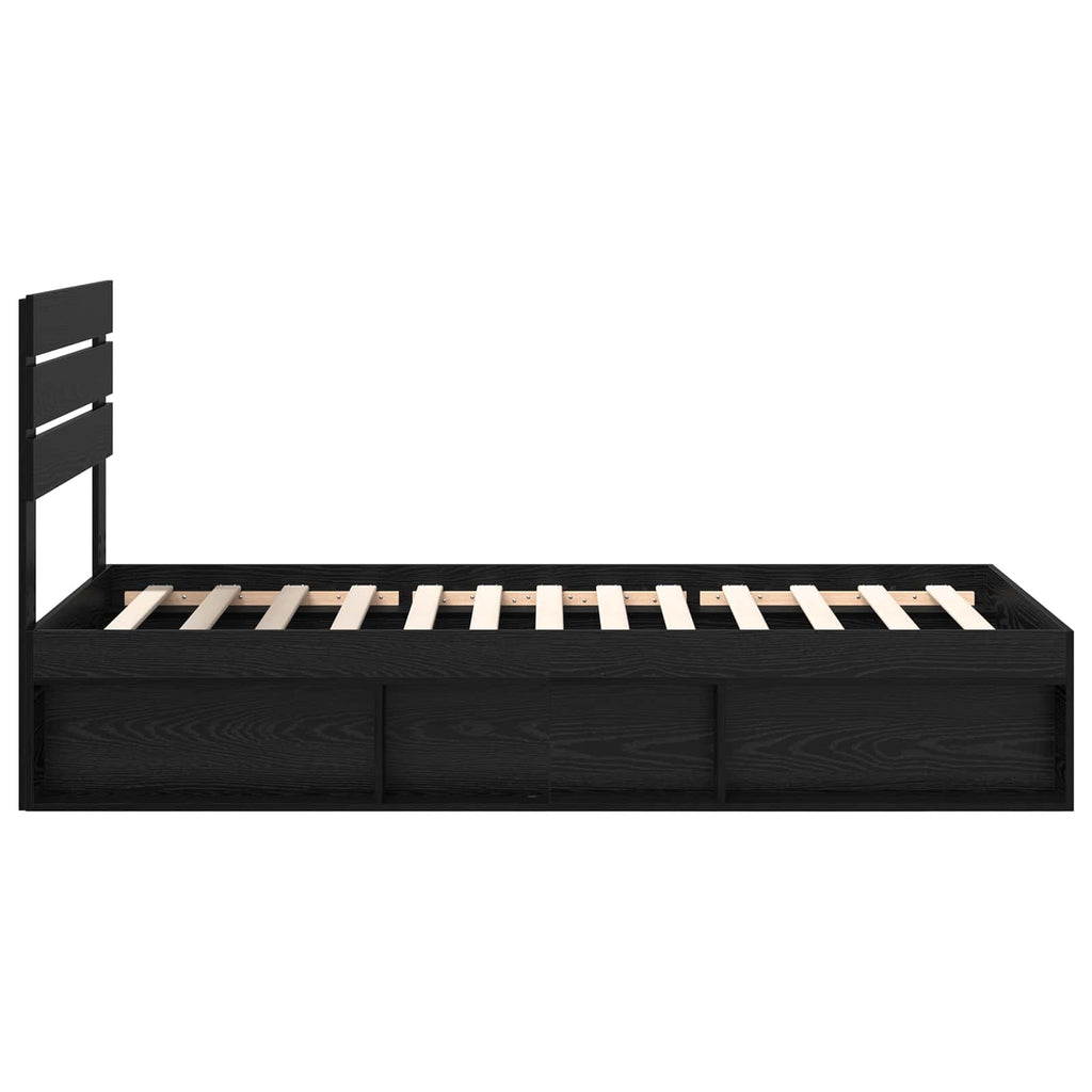 vidaXL Ramka łóżka Z zagłówkiem Czarny 90 x 200 cm Lite drewno sosnowe