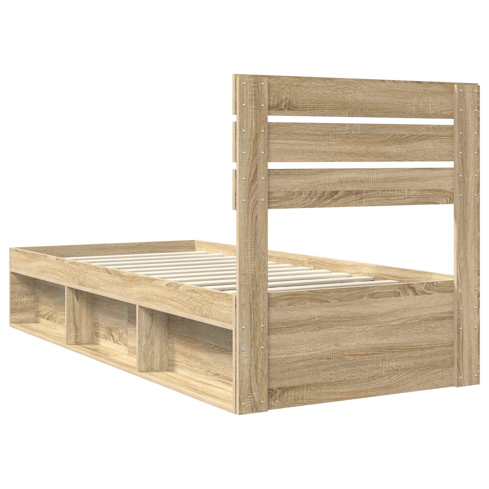 vidaXL Ramka łóżka Dąb Sonoma 90 x 200 cm Lite drewno sosnowe