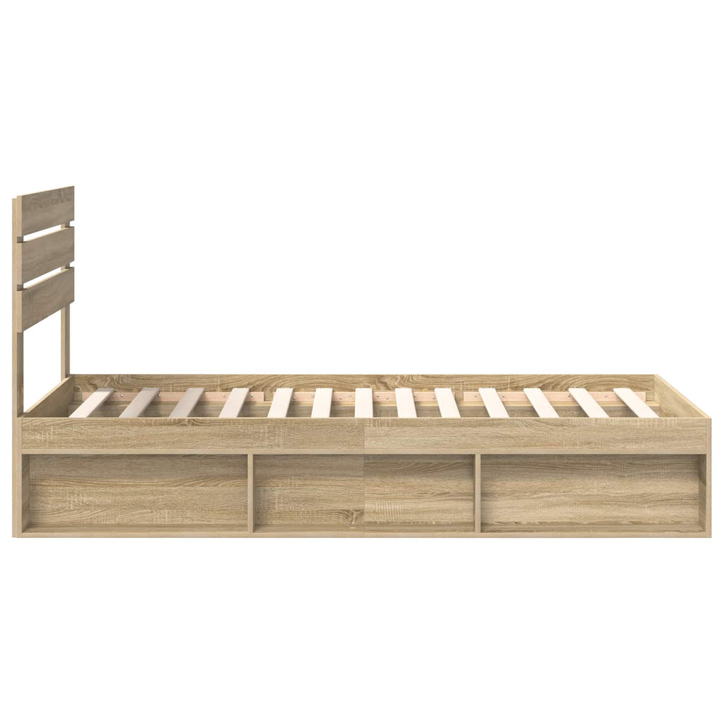 vidaXL Ramka łóżka Dąb Sonoma 90 x 200 cm Lite drewno sosnowe