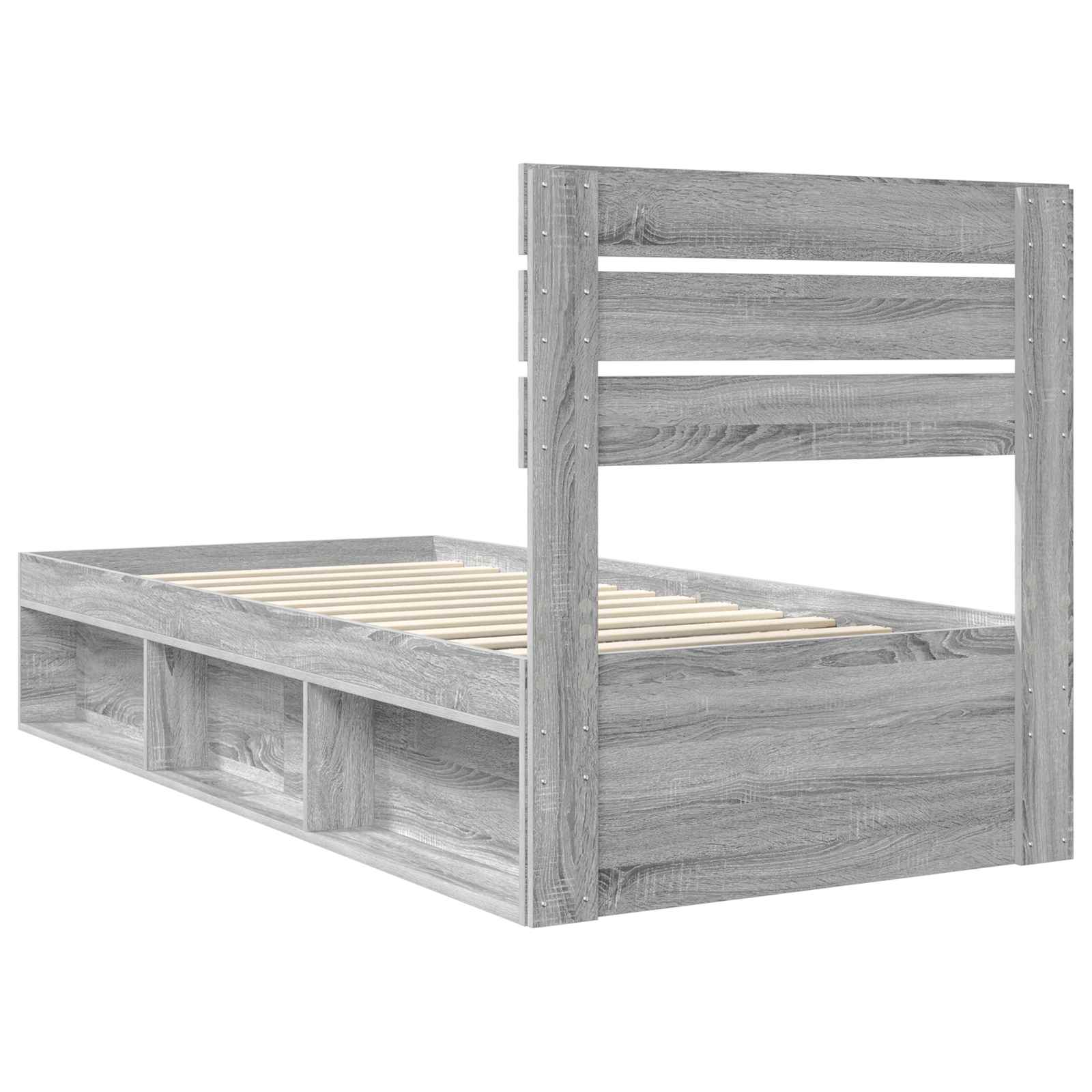 vidaXL Ramka łóżka Szary Sonoma 90 x 200 cm Lite drewno sosnowe