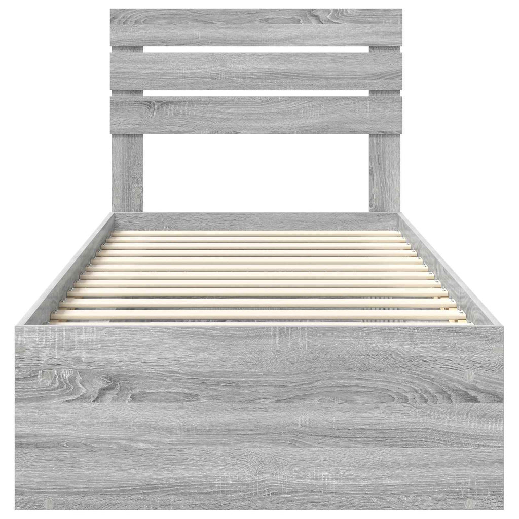 vidaXL Ramka łóżka Szary Sonoma 90 x 200 cm Lite drewno sosnowe