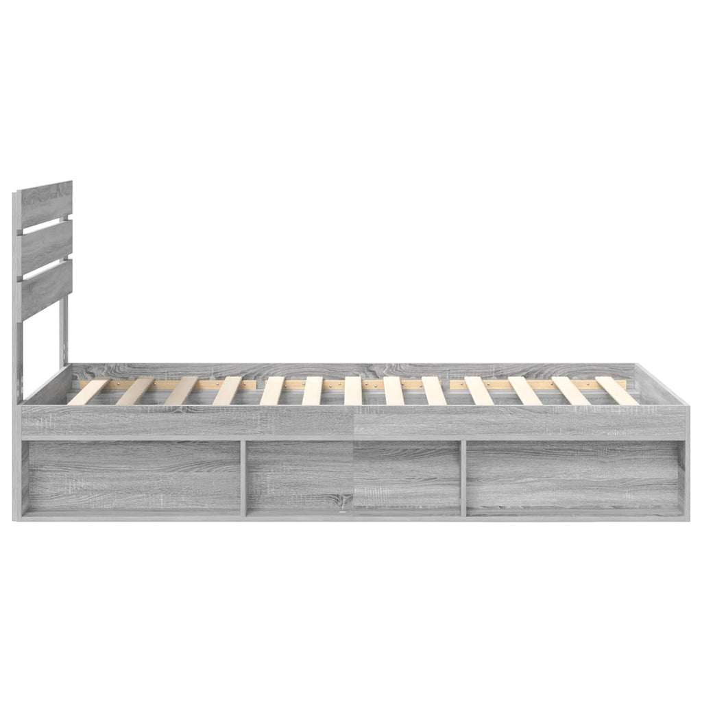 vidaXL Ramka łóżka Szary Sonoma 90 x 200 cm Lite drewno sosnowe