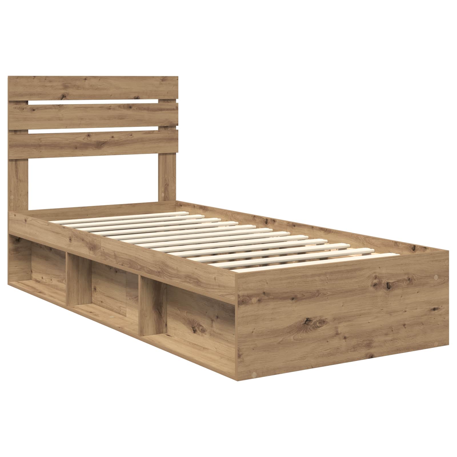 vidaXL Ramka łóżka Dąb rzemieślniczy 90 x 200 cm Lite drewno sosnowe