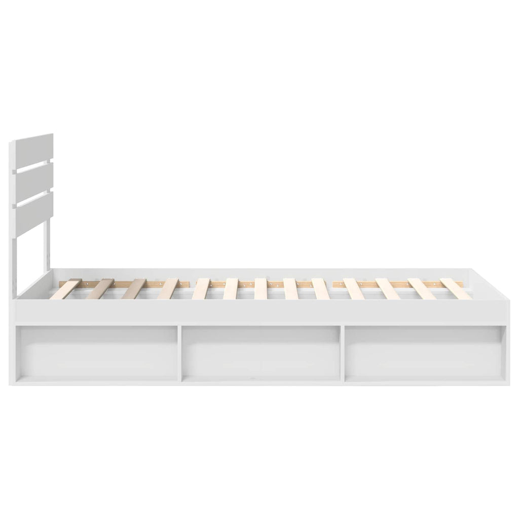 vidaXL Ramka łóżka Z zagłówkiem Biały 90 x 190 cm Lite drewno sosnowe