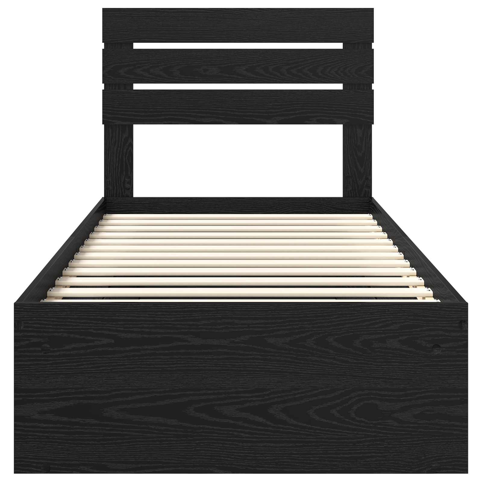 vidaXL Ramka łóżka Z zagłówkiem Czarny 90 x 190 cm Lite drewno sosnowe