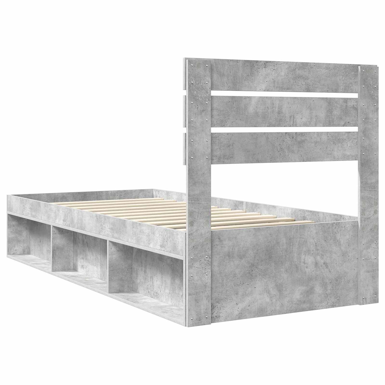 vidaXL Ramka łóżka Szary beton 90 x 190 cm Lite drewno sosnowe