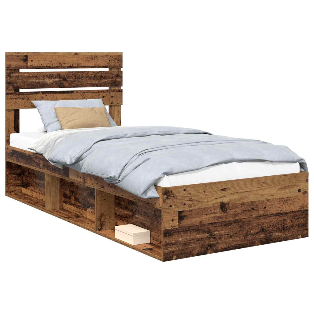 vidaXL Ramka łóżka Stare drewno 90 x 190 cm Lite drewno sosnowe
