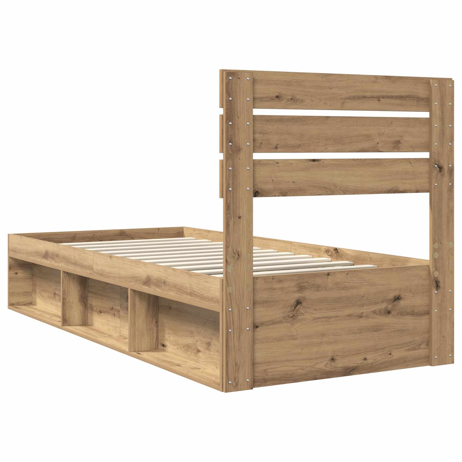 vidaXL Ramka łóżka Dąb rzemieślniczy 90 x 190 cm Lite drewno sosnowe