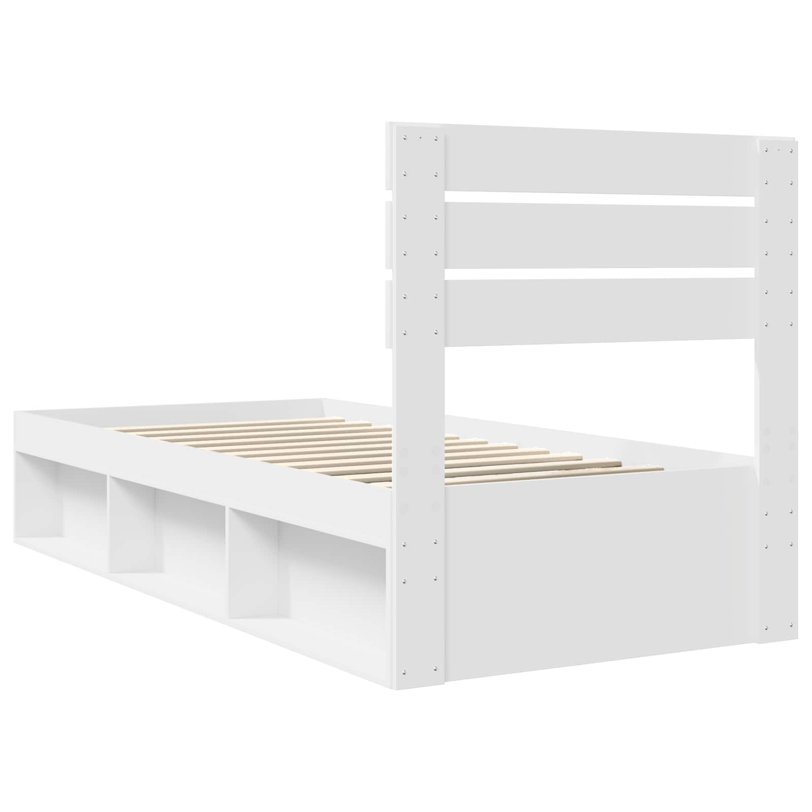 vidaXL Ramka łóżka Z zagłówkiem Biały 75 x 190 cm Lite drewno sosnowe