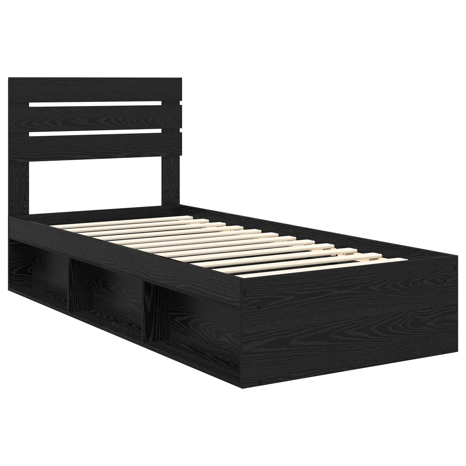 vidaXL Ramka łóżka Z zagłówkiem Czarny 75 x 190 cm Lite drewno sosnowe