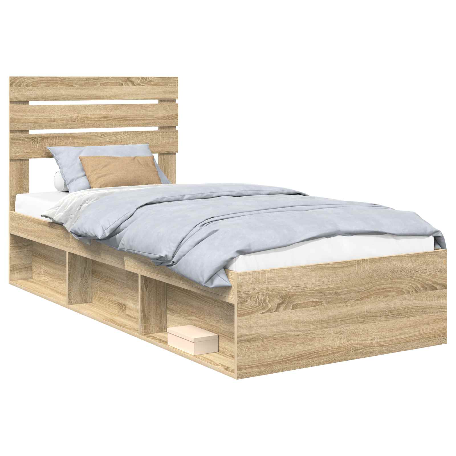 vidaXL Ramka łóżka Dąb Sonoma 75 x 190 cm Lite drewno sosnowe