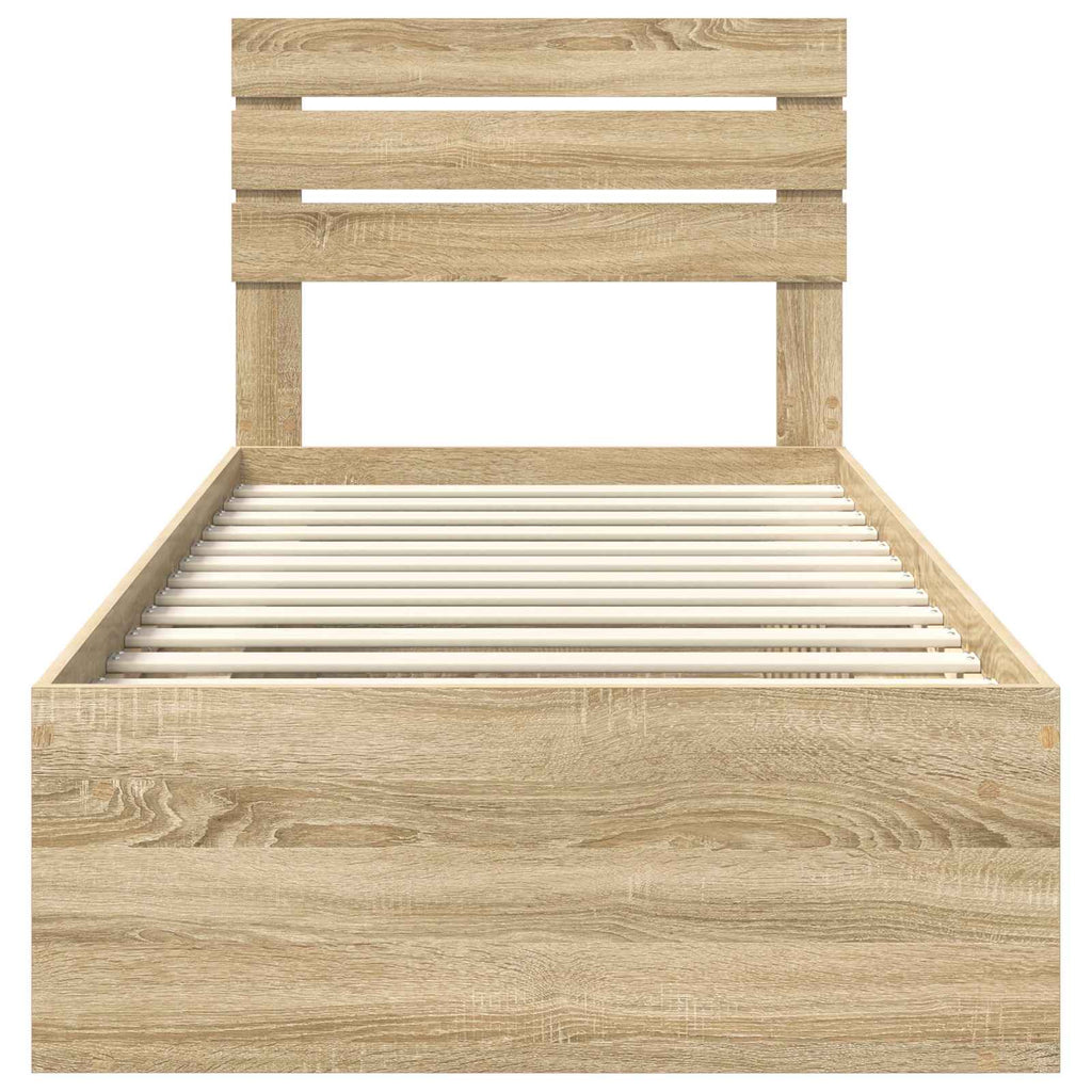 vidaXL Ramka łóżka Dąb Sonoma 75 x 190 cm Lite drewno sosnowe