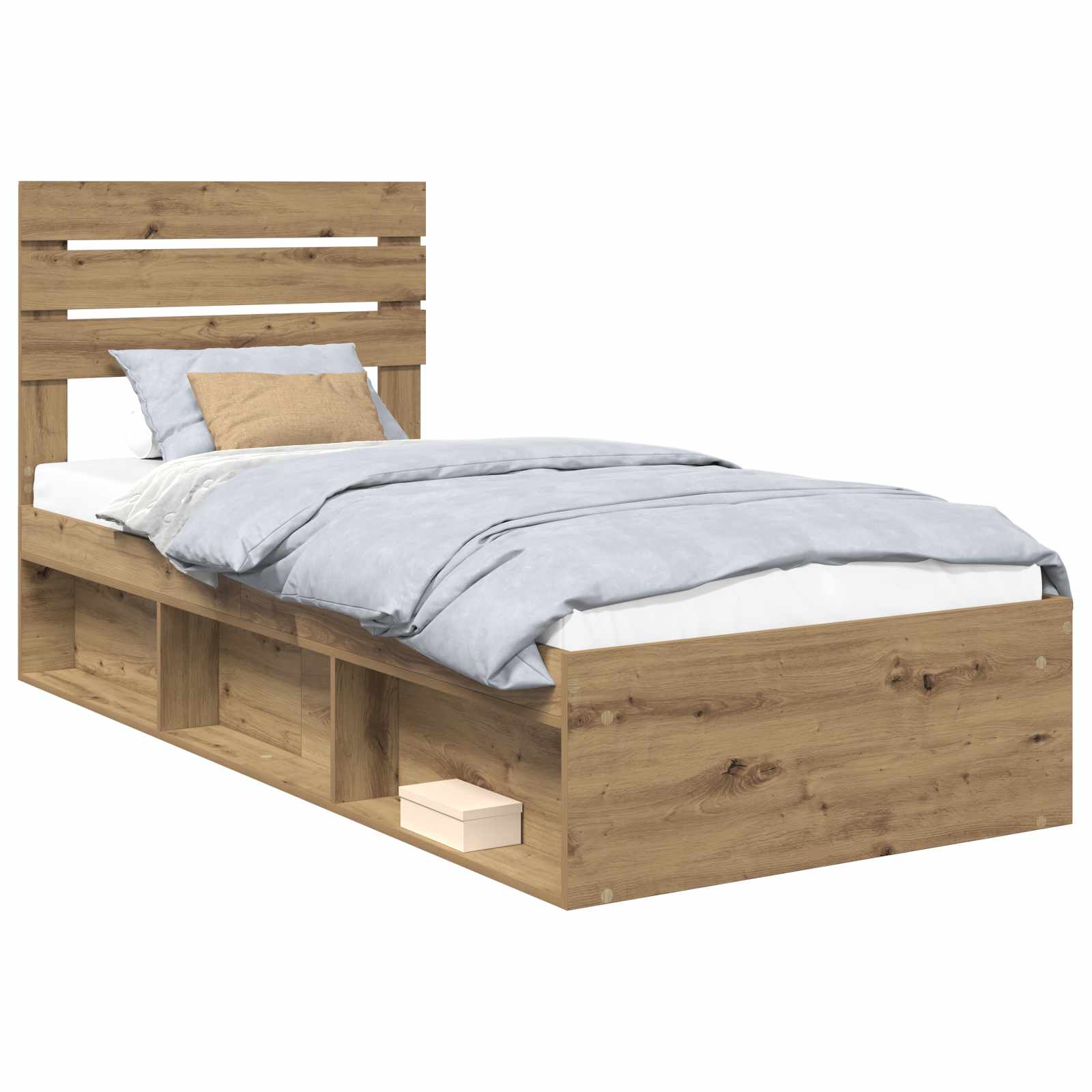 vidaXL Ramka łóżka Dąb rzemieślniczy 75 x 190 cm Lite drewno sosnowe