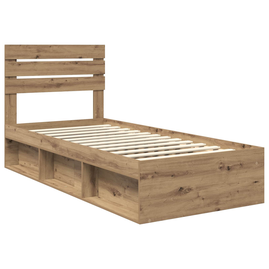 vidaXL Ramka łóżka Dąb rzemieślniczy 75 x 190 cm Lite drewno sosnowe