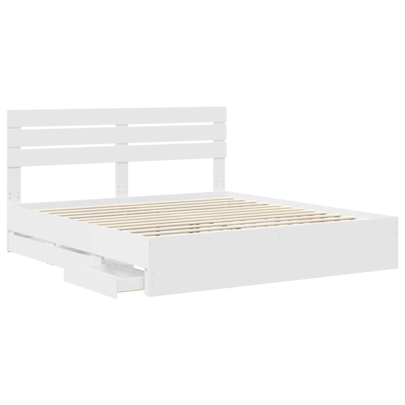 vidaXL Ramka łóżka z szufladą Biały 200 x 200 cm Drewno inżynieryjne