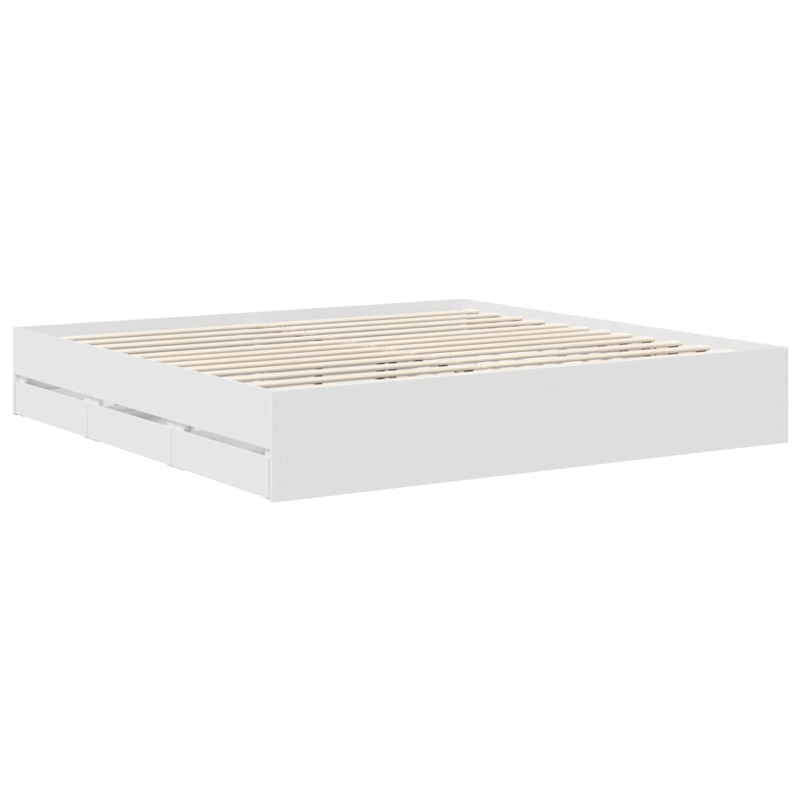 vidaXL Ramka łóżka z szufladą Biały 200 x 200 cm Drewno inżynieryjne