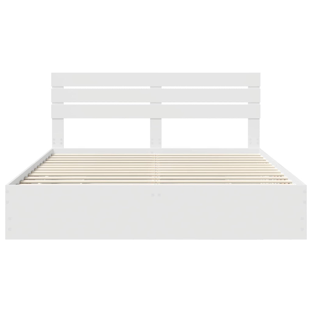 vidaXL Ramka łóżka z szufladą Biały 200 x 200 cm Drewno inżynieryjne