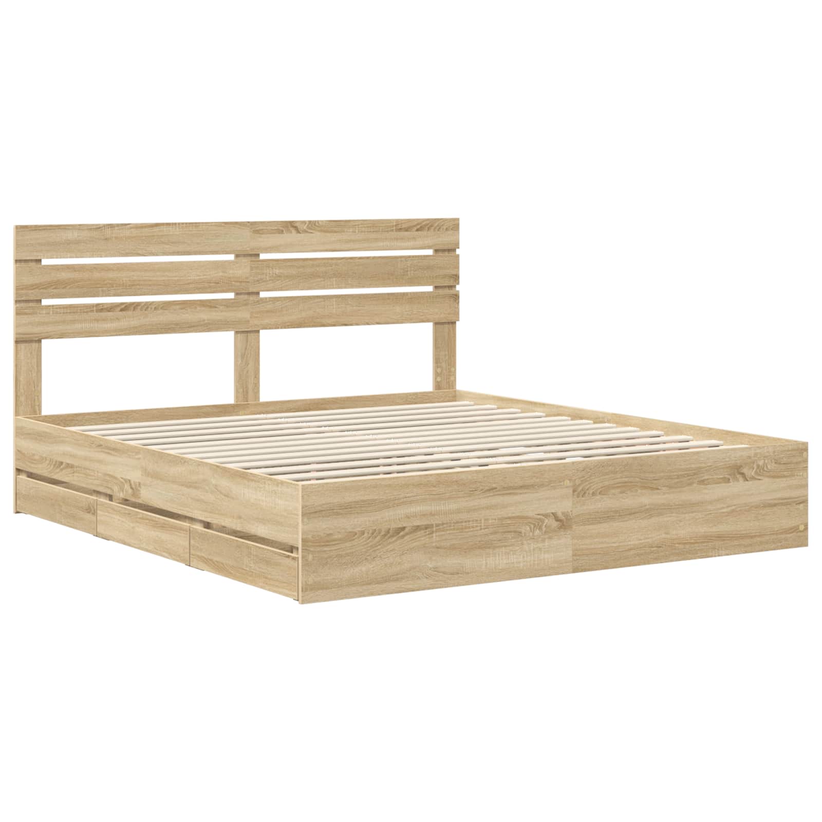 vidaXL Ramka łóżka Dąb Sonoma 200 x 200 cm Drewno inżynieryjne