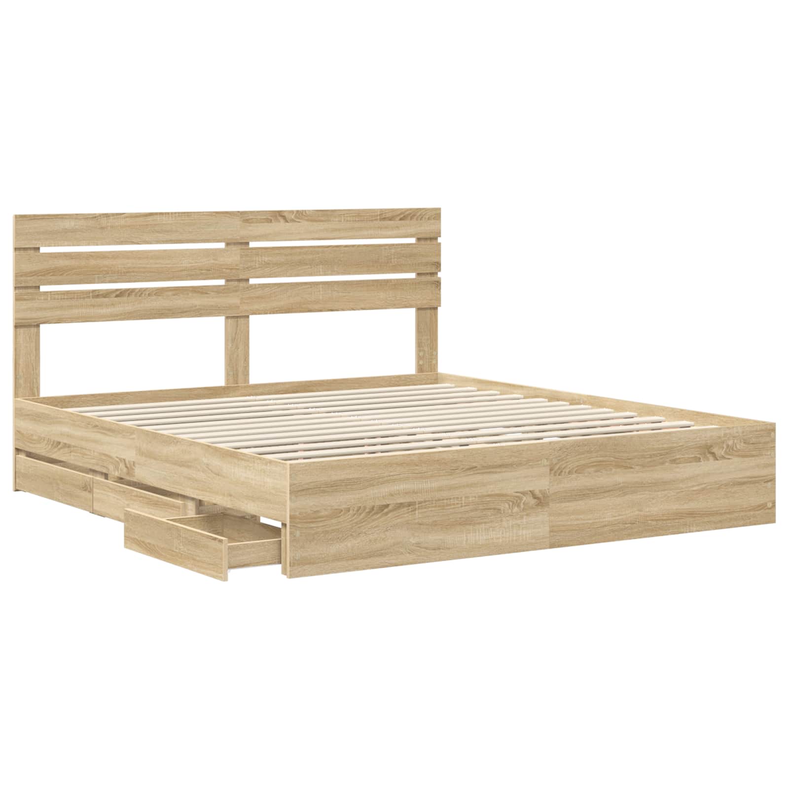 vidaXL Ramka łóżka Dąb Sonoma 200 x 200 cm Drewno inżynieryjne