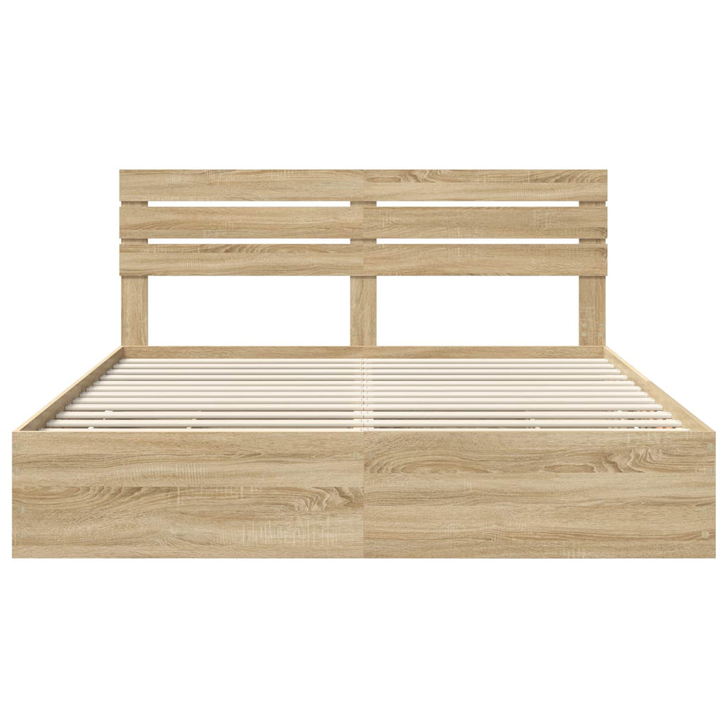 vidaXL Ramka łóżka Dąb Sonoma 200 x 200 cm Drewno inżynieryjne