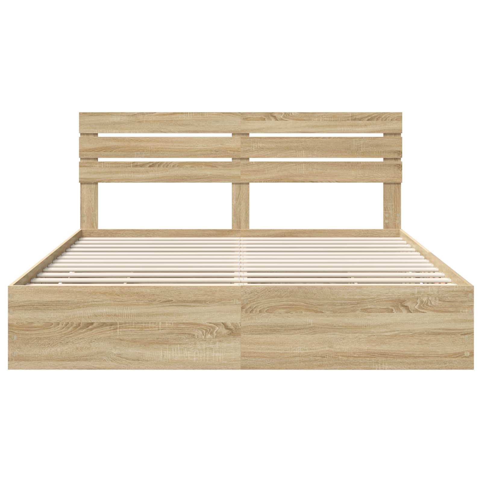 vidaXL Ramka łóżka Dąb Sonoma 200 x 200 cm Drewno inżynieryjne