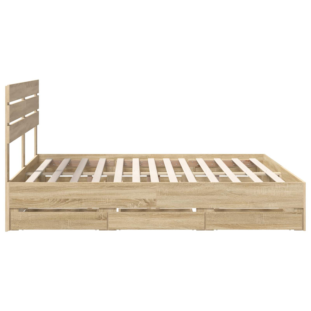 vidaXL Ramka łóżka Dąb Sonoma 200 x 200 cm Drewno inżynieryjne