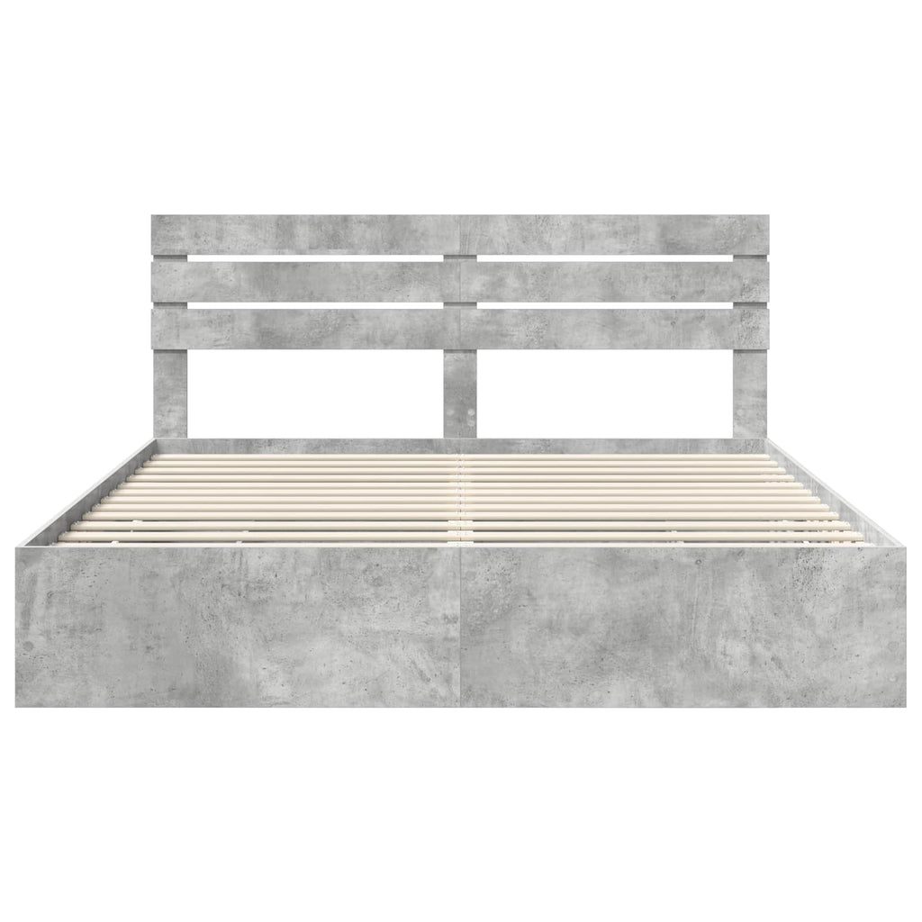 vidaXL Ramka łóżka Betonowy szary 200 x 200 cm Drewno inżynieryjne
