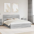 vidaXL Ramka łóżka Szary Sonoma 200 x 200 cm Drewno inżynieryjne
