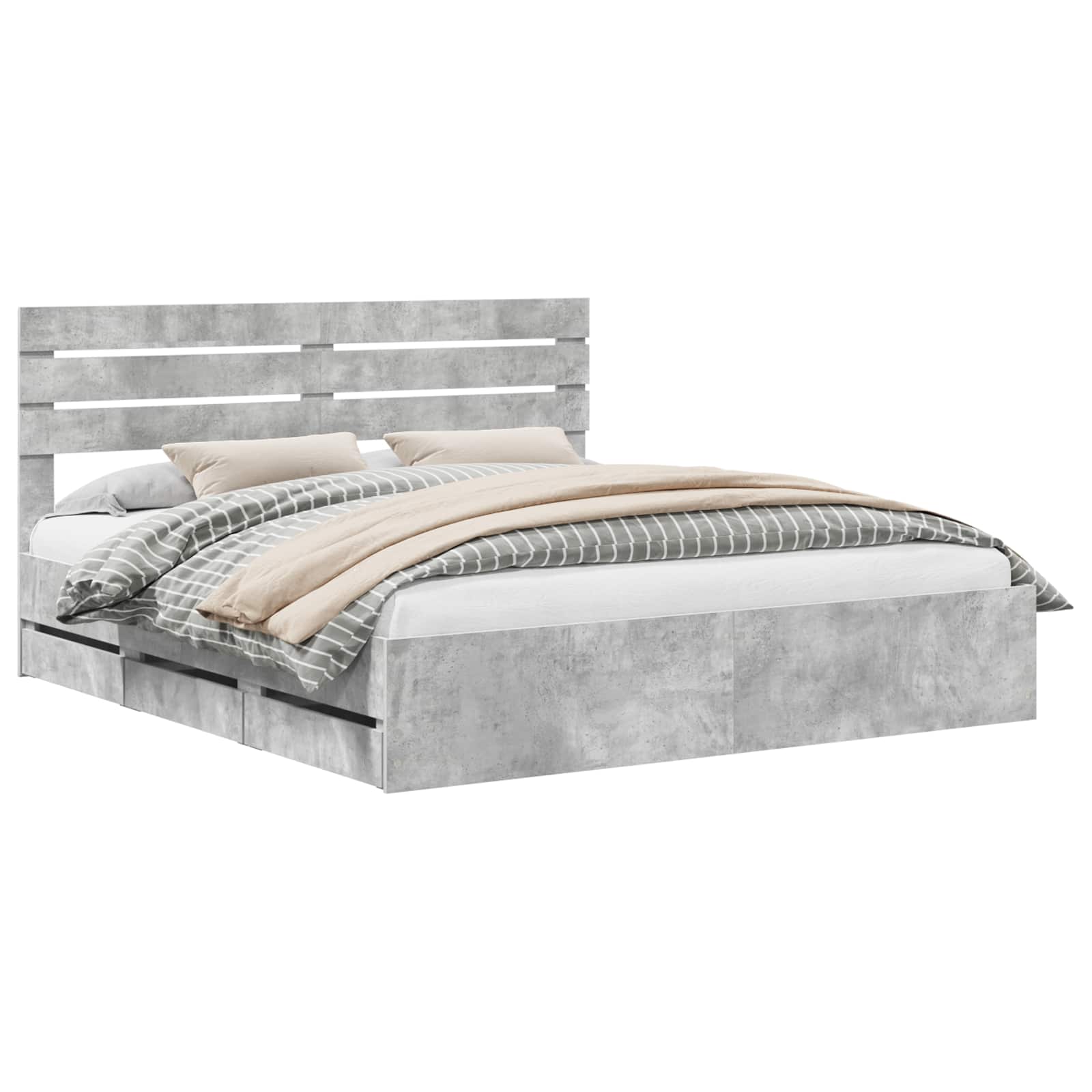 vidaXL Ramka łóżka Betonowy szary 180 x 200 cm Drewno inżynieryjne
