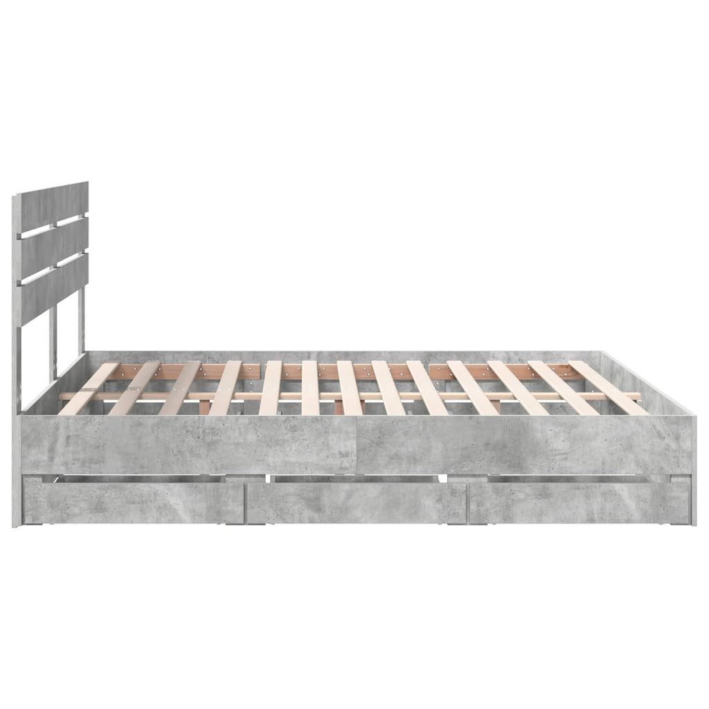 vidaXL Ramka łóżka Betonowy szary 180 x 200 cm Drewno inżynieryjne