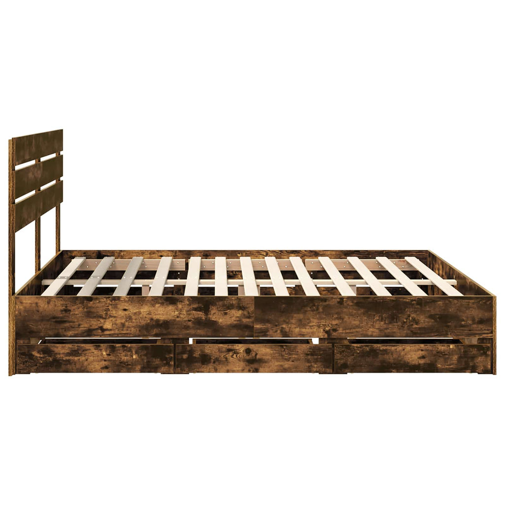 vidaXL Ramka łóżka Dąb wędzony 180 x 200 cm Drewno inżynieryjne