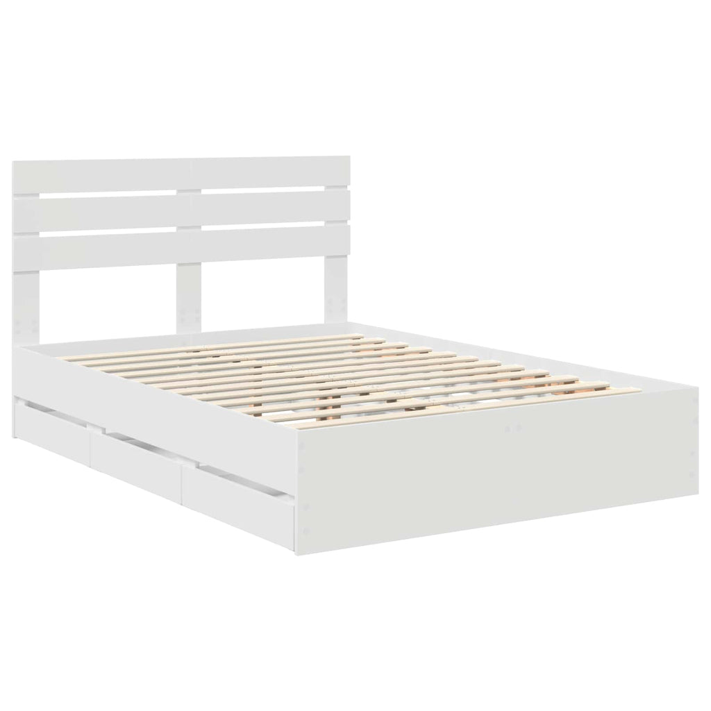 vidaXL Ramka łóżka z szufladą Biały 160 x 200 cm Drewno inżynieryjne