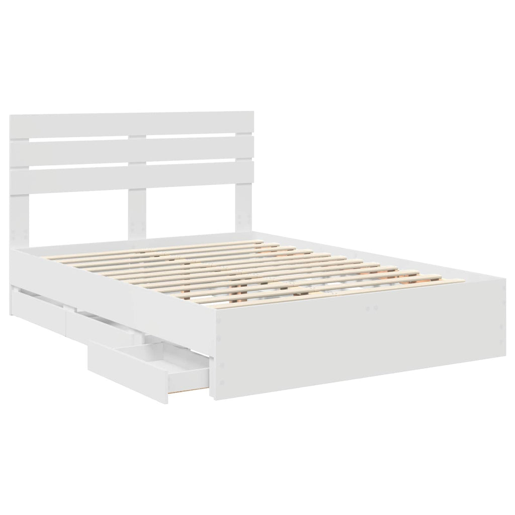 vidaXL Ramka łóżka z szufladą Biały 160 x 200 cm Drewno inżynieryjne