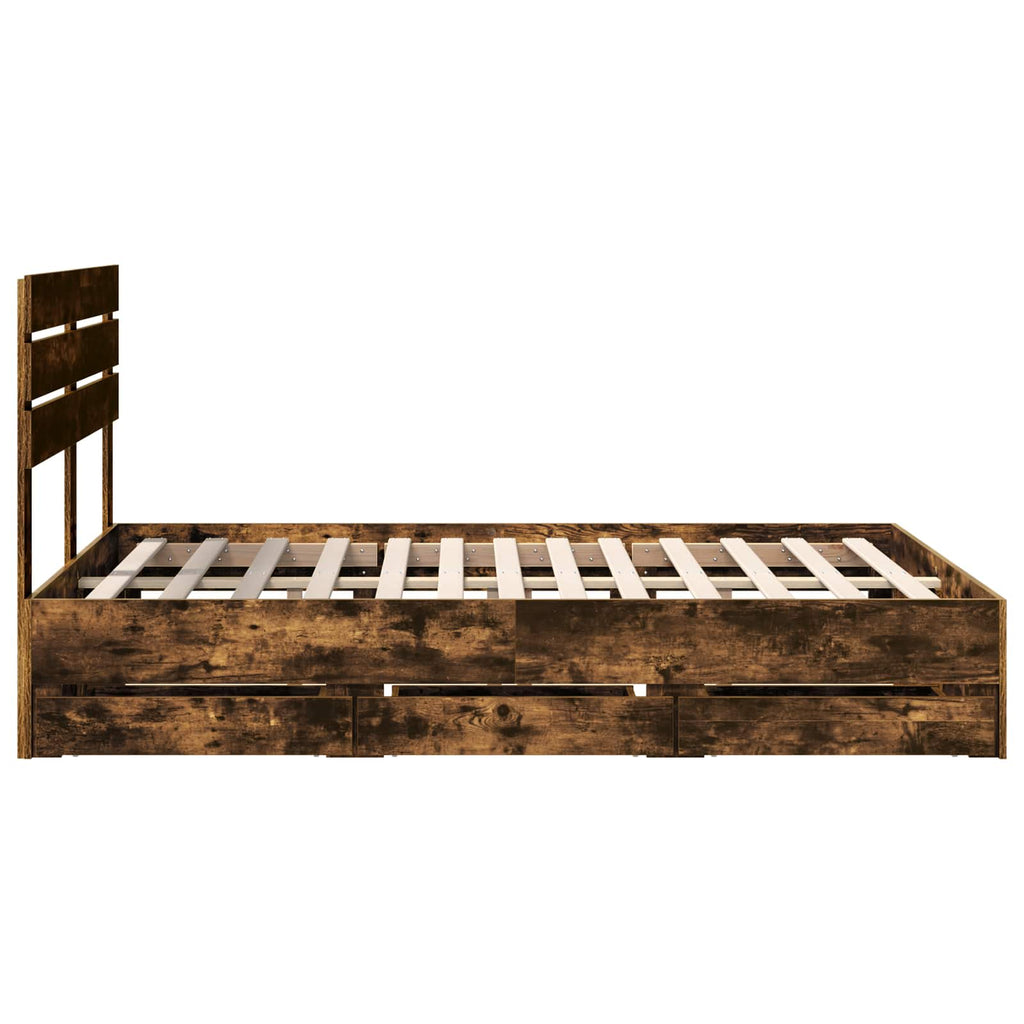 vidaXL Ramka łóżka Dąb wędzony 160 x 200 cm Drewno inżynieryjne