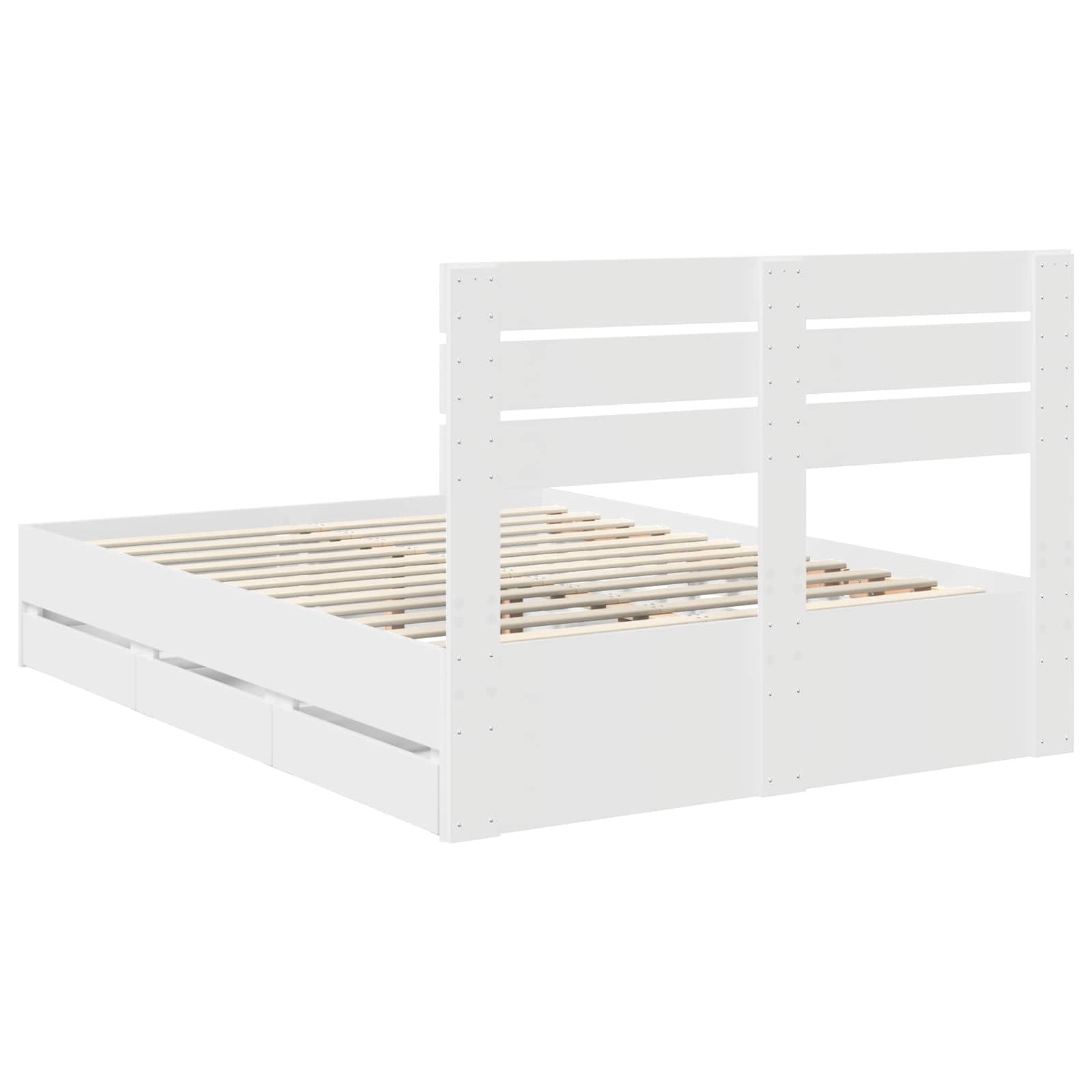 vidaXL Ramka łóżka z szufladą Biały 150 x 200 cm Drewno inżynieryjne